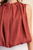 Sleeveless Pleated Balloon Top With Pockets