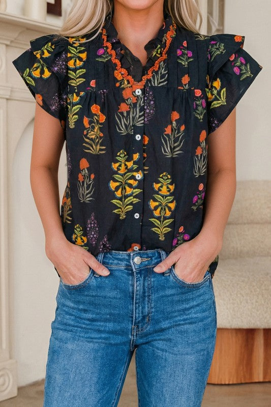 Front view of floral top 
