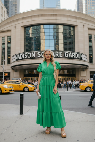 Victoria Green Tiered Maxi Dress