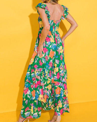 Fading Flower Tiered Maxi Dress