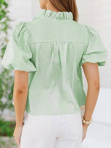 Betsy Bubble Sleeve Button Up Top