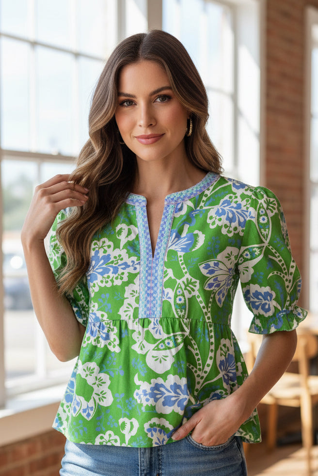 Mika Floral Print Women Blouse Summer Top