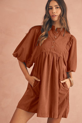 Fall colors corduroy dress