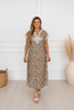 Front image of leopard print midi dress