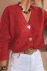 Red sweater with gold heart buttons 