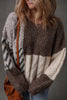 Front view of color block sweater 