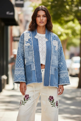 Paisley Patchwork Denim Jacket