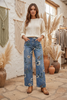 Floral Print Denim