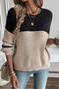 Front view of color block sweater