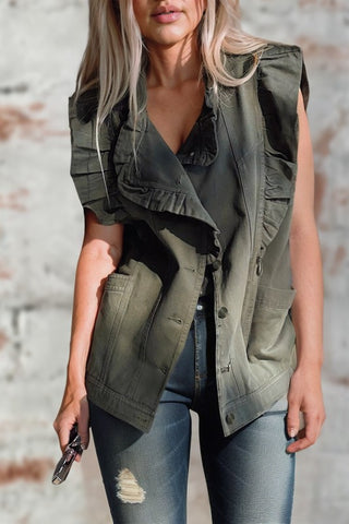 Ruffle Denim Vest