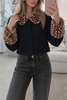 Deer Print Faux Fur Collar Button Front Cardigan