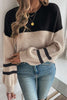Front view of color block sweater 