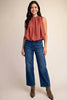 Sleeveless Pleated Balloon Top With Pockets