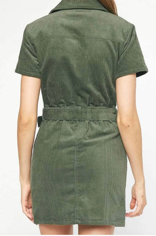 Olive Corduroy Utility Dress