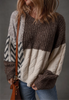 Front view of color block sweater 