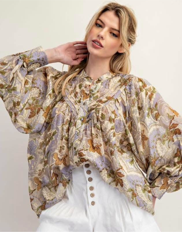 Front of floral blouse 