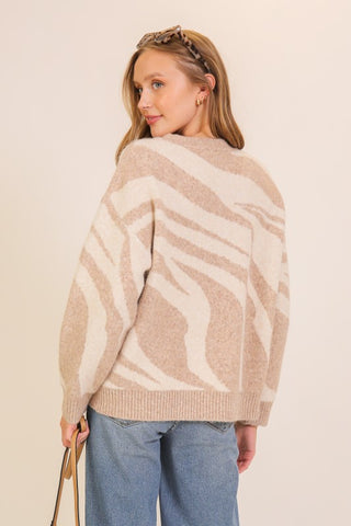 Neutral Zebra Sweater