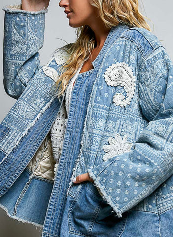 Paisley Patchwork Denim Jacket