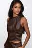 Brown faux leather vest top 