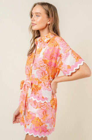 Side of pink and orange shirt dress 
