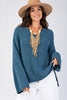 Indigo Relaxed V Neck Sweater