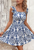 Front view of Blue and white mini dress