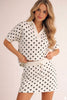 White and black polka dot skirt set 