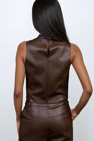 Back of faux leather top