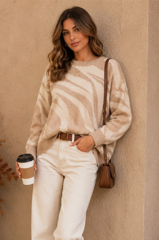 Neutral Zebra Sweater