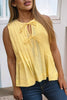 Front view of pleated tie front top