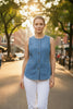 Front view of denim vest 