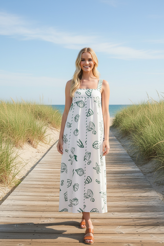 Nautical Print Maxi Dress