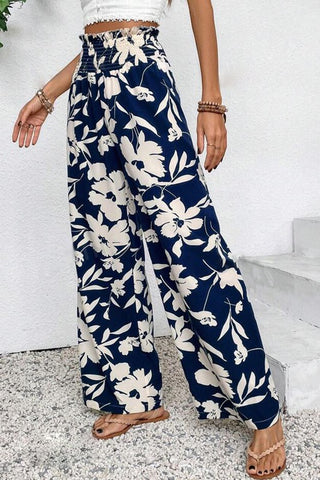 Side view of floral print pants 