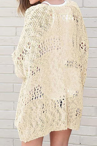 Back view of hollowed knit cardigan 
