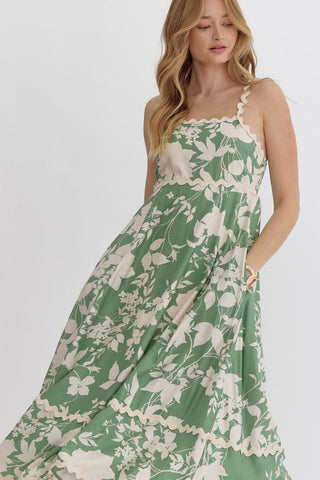 Sage Green Printed Dress