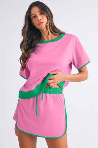 Pink and Green Skort Set
