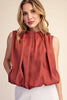 Sleeveless Pleated Balloon Top With Pockets