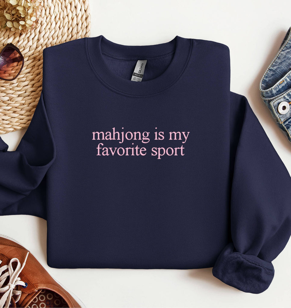 Mahjong Is My Favorite Sport Embroidered Crewneck