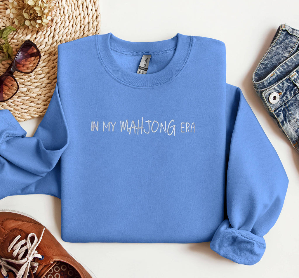 In My Mahjong Era Embroidered Crewneck, Trendy Sweatshirt