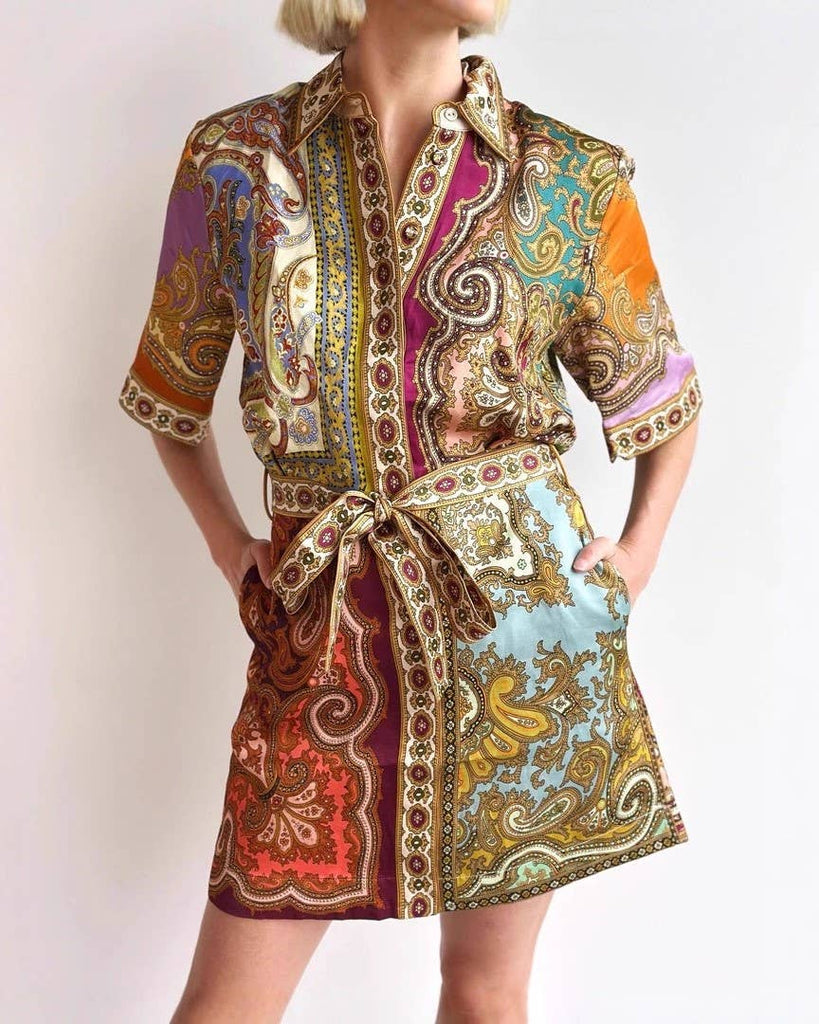 Talia Paisley Print Shirt Dress