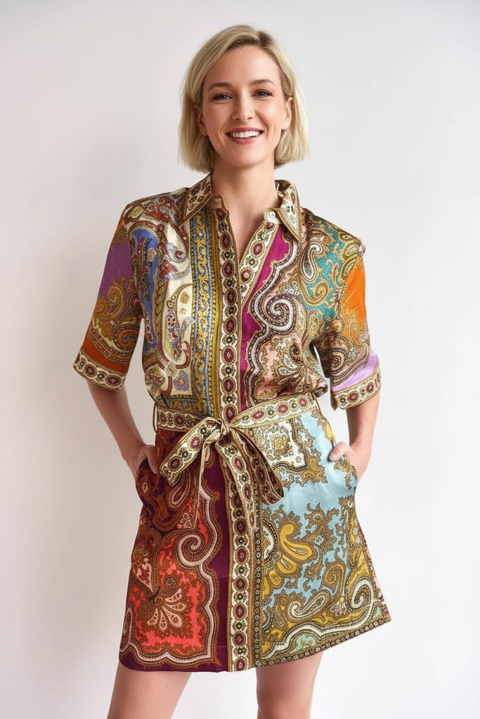 Talia Paisley Print Shirt Dress
