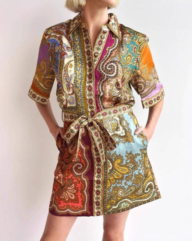 Talia Paisley Print Shirt Dress
