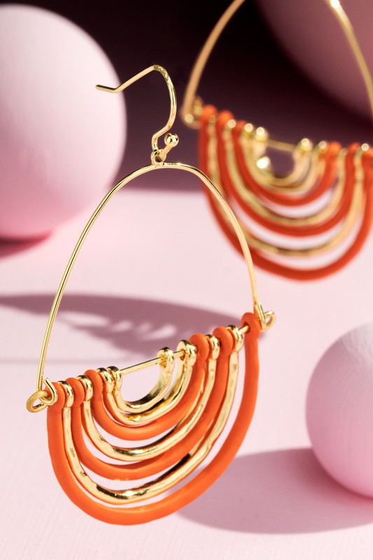 Orange and gold drop earring