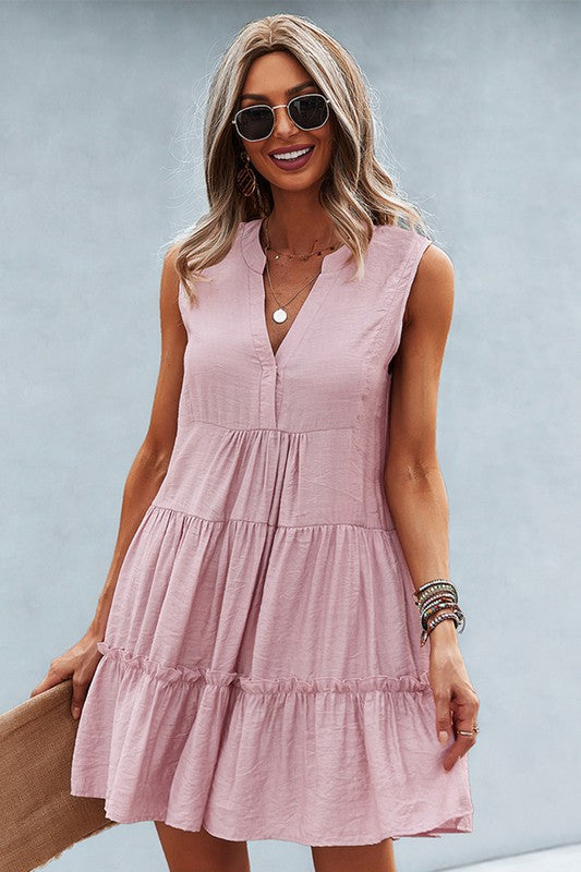 Front view of sleeveless dress 